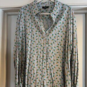 Striped pineapple print popover blouse